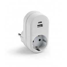 Adaptador Frontal 1 Toma 2 Usb A+C Blanco 16A 250V Famatel