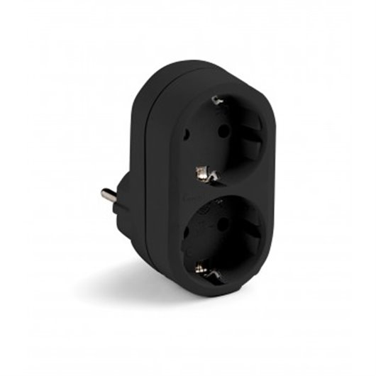 Adaptador Frontal 2 Tomas Negro 16A 250V Famatel