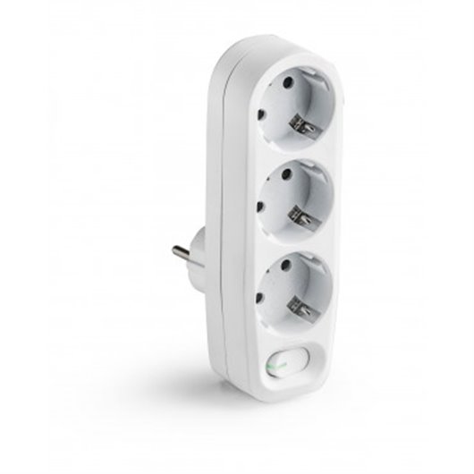Adaptador Frontal 3 Tomas C0N Interruptor Blanco 16A 250V Famatel