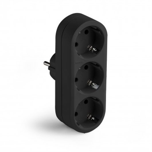Adaptador Frontal 3 Tomas Negro 16A 250V Famatel