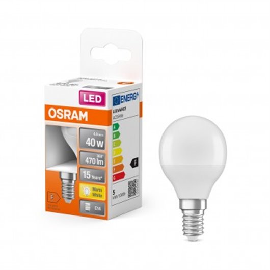 Bombilla Esferica Led E14 4,9W 470Lm 2700K Ip20 Osram