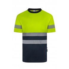 Camiseta Av Marino / Amarillo Fluor Cinta Segmentada Talla Xl Velilla