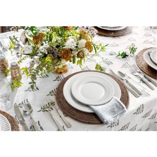 Vajilla 18 Pzas Porcelana Blanca Ala Rayada Dorique Non