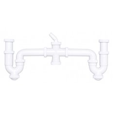 Sifon Curvo Doble Racord Extensible  40 Mm +2 Tomas Elect Crearplast
