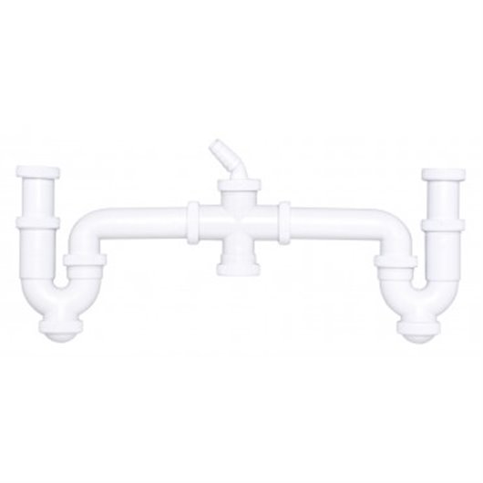 Sifon Curvo Doble Racord Extensible  40 Mm +2 Tomas Elect Crearplast
