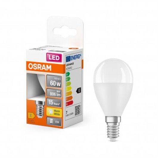Bombilla Esferica Led E14 7W 806Lm 2700K Ip20 Osram