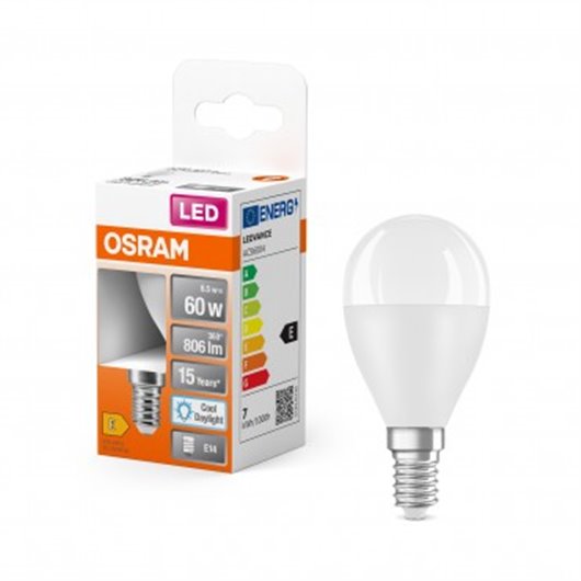Bombilla Esferica Led E14 7W 806Lm 6500K Ip20 Osram