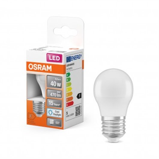 Bombilla Esferica Led E27 4,9W 470Lm 6500K Ip20 Osram