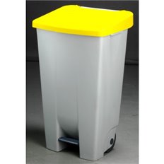 Contenedor Selectivo Tapa Amarillo Pedal Y Ruedas 80 L Denox
