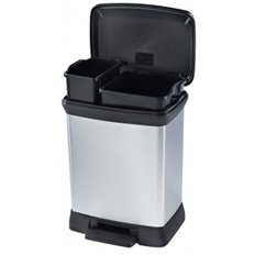 Cubo Pedal Duo Plastico Decorado Metal Plata 10 L+18 L