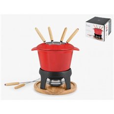 Fondue Hierro Fundido 11 Piezas Roja