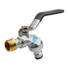 Grifo Esfera Jardin Pn-16 Enchufe Rapido 1/" X 3/4" Plata Mango Azul H2O