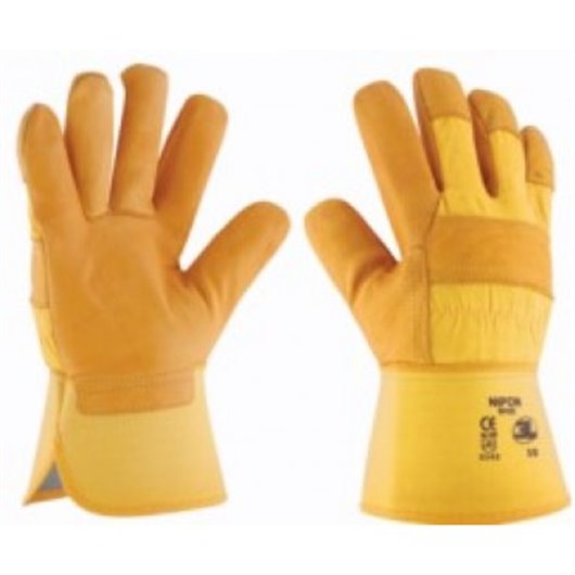 Guante Piel Flor Vacuno / Algodon Amarillo Reforzado Nipon Talla 10 3L