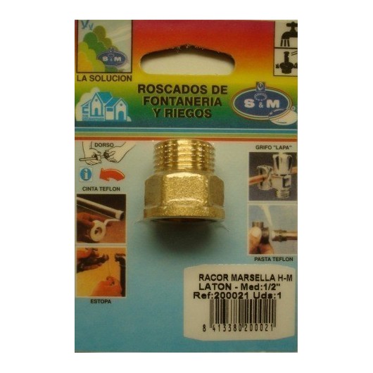 Racor Fontanero H-M 1/2" Laton Marsella S M