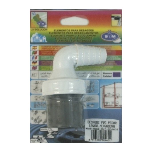 Desague Evacuacion  Lavadora 40Mm Pvc Blanco S M