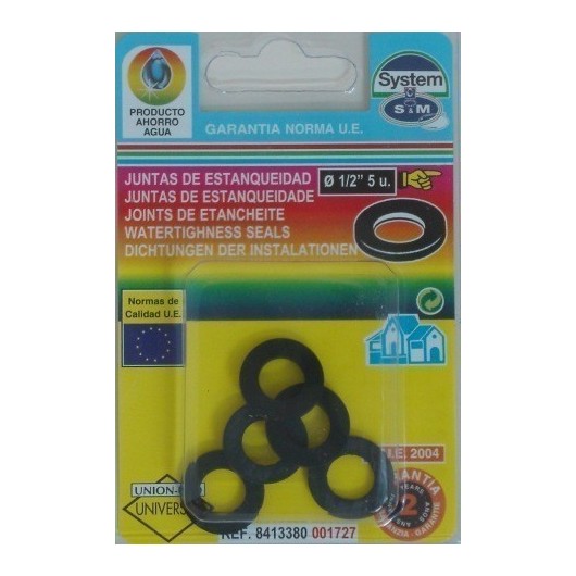 Junta Fontan Plana 1/2" 5Pz Goma S M 5 Pz