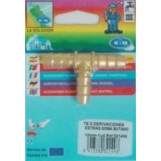 Conector Goma Butano En T 10Mm Estria Goma Laton S M