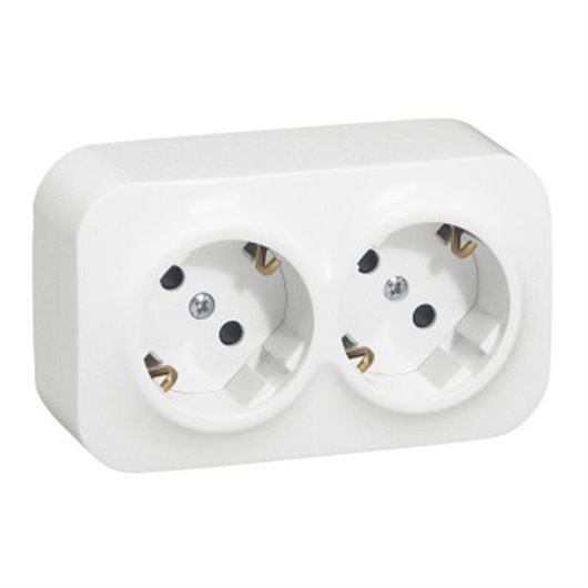 Base Shuko Doble Superficie 16A Blanco Ip21 Forix Legrand