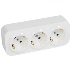 Base Shuko Triple Superficie 16A Blanco Ip21 Forix Legrand