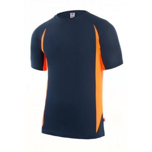 Camiseta Tecnica Poliester Azul Navy / Naranja Fluor Talla S Velilla