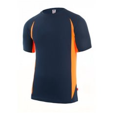 Camiseta Tecnica Poliester Azul Navy / Naranja Fluor Talla Xxl Velilla