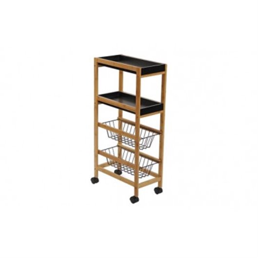 Carro Con Ruedas 2 Cestas 40 X 22 X 83 Cm - Negro Versa