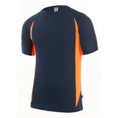 Camiseta Tecnica Poliester Azul Navy / Naranja Fluor Talla Xl Velilla