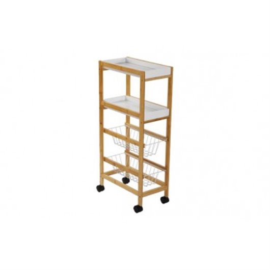 Carro Con Ruedas 2 Cestas 40 X 22 X 83 Cm - Blanco Versa