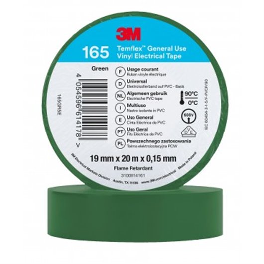 Cinta Aisl. 3M 20Mt X 19Mm Temflex 165 Pvc Verde 3M Color Verde 3M