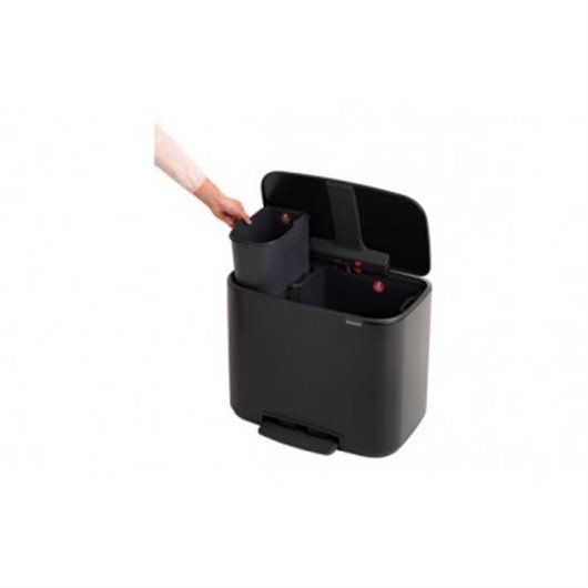 Cubo Bo Pedal Bin Negro Mate 11+23 L Brabantia