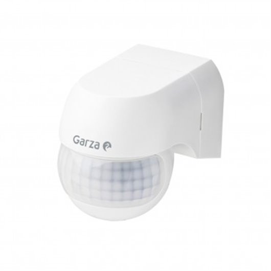 Detector Movimiento Mini Exterior Blanco Angulo 180 12 Mts Reg. Crepuscular Garza
