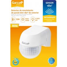 Detector Movimiento Mini Exterior Blanco Angulo 180 12 Mts Reg. Crepuscular Garza