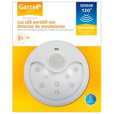 Detector Movimiento Portatil Con Luz Quitamiedos Angulo 120 5 Mts Reg. Crepuscular Garza