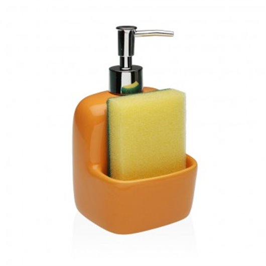 Dosificador Jabon + Estropajo Naranja 17,8X9,4X10,5Cm Versa
