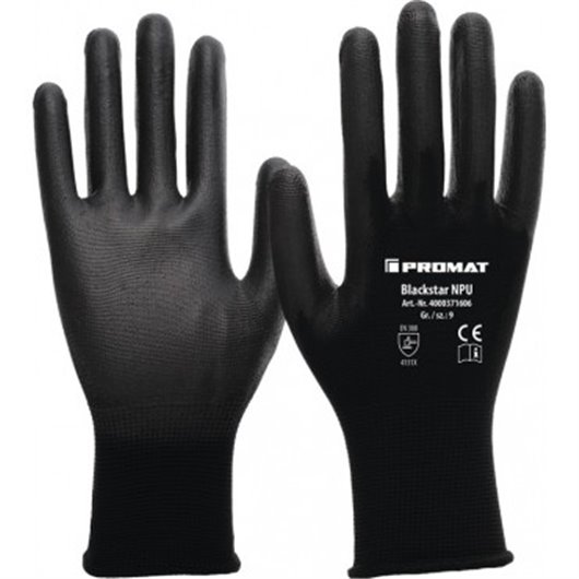 Guante Nilon Recubrimiento Pu Blackstar Negro T 9 Promat
