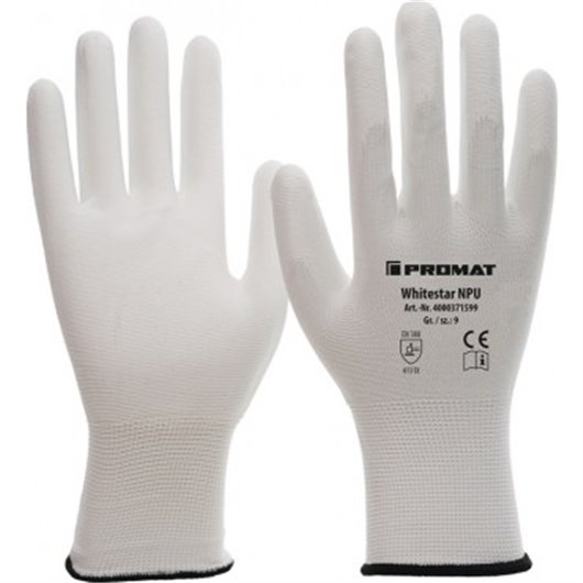 Guante Nilon Recubrimiento Pu Whitestar Blanco T 10 Promat