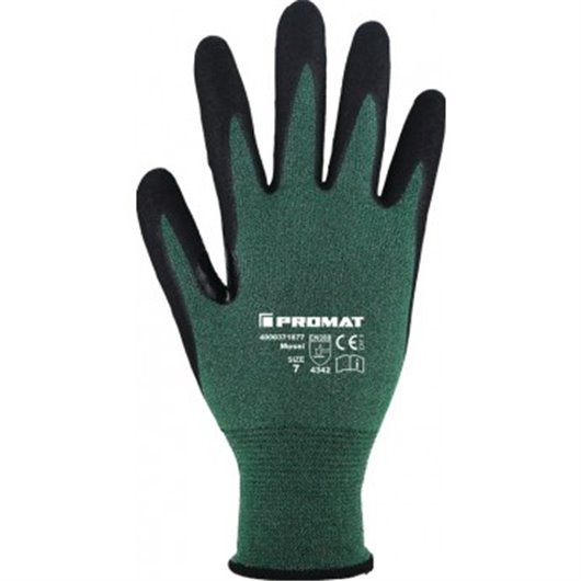 Guante Poliet.Nitrilo F.Vidrio Mosel Verde/Negro T 10 Promat