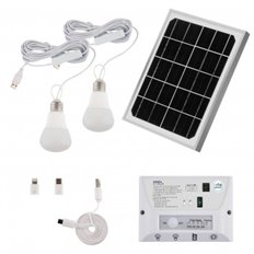 Kit Solar Hidra Bombillas - Panel + Bombillas + Caja De Control. 5,5W 6000K 4,4Ah Ip55 Ip20 Arteconf