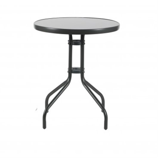 Mesa Acero Cristal Gris 60 Cm Import