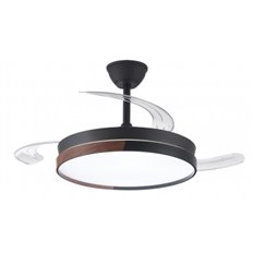 Ventilador De Techo Aspas Retractiles 45W Negro/Madera Cristalrecord
