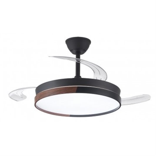 Ventilador De Techo Aspas Retractiles 45W Negro/Madera Cristalrecord