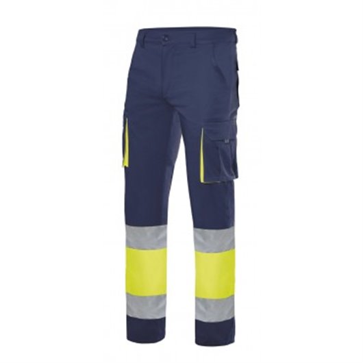 Pantalon Alta Visibilidad Stretch Marino / Amarillo Talla L Velilla