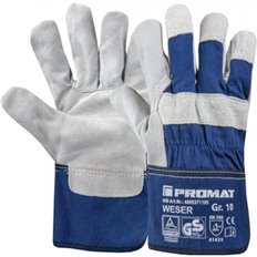 Guante Piel Serraje Vacuno Weser Gris/Azul T 10 Promat