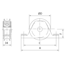 Polea Puerta Corredera 90X20Mm Canal Peso Maximo 655Kg 