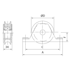 Polea Puerta Corredera 120X20Mm Canal Peso Maximo 655Kg 