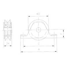 Polea Puerta Corredera 100X20Mm Canal Peso Maximo 655Kg 