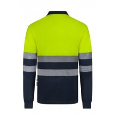 Polo Manga Larga Av Marino / Amarillo Fluor Cinta Segmentada Talla L Velilla