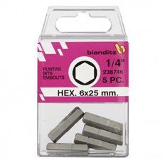Punta Atornillar Hexagonal 1/4 4X25Mm 5Uds