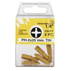 Punta Atornillar Philips 1/4 Tin 2X25Mm 5Uds