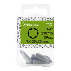 Punta Atornillar Torx 1/4 25X25Mm 5Uds